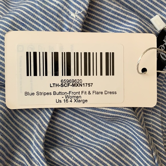 Sucrefas Blue Pinstripe Button front skater dress - Picture 10 of 10